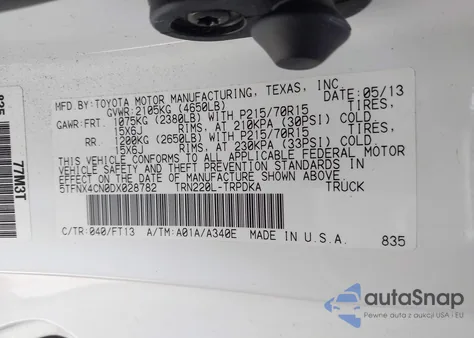 2013 Toyota Tacoma из США, поврежденный, VIN 5TFNX4CN0DX028782